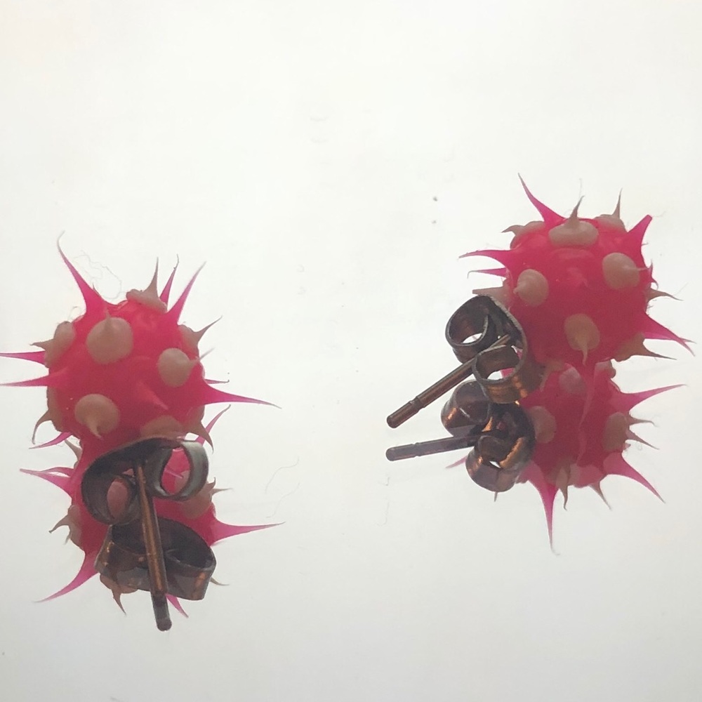 Pink and White Textured Stud Earrings!
